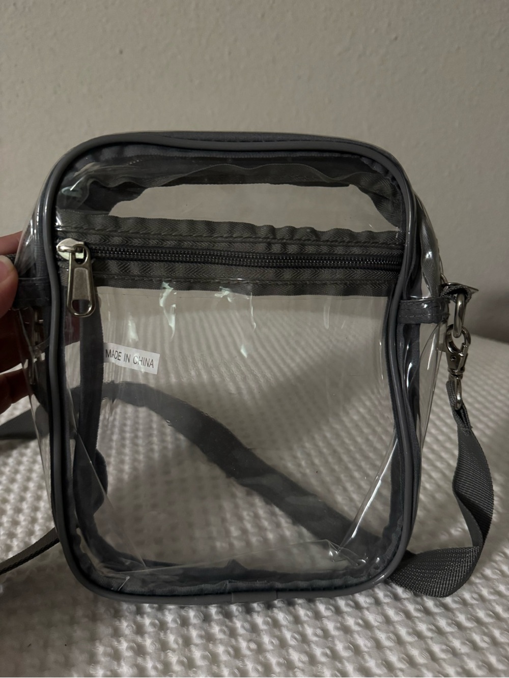 Clear Crossbody Bag for Men - Gray PVC Travel Shoulder Bag